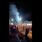 Palmiers en feu à la Foire du Valais. Capture d'écran Facebook