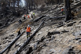 Incendie de forêt à Bitsch dans le Haut-Valais : ici le 28 juillet 2023.