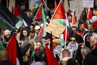 Manifestation de soutien aux Palestiniens à Zurich. KEYSTONE/MICHAEL BUHOLZER