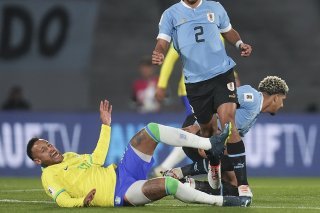 Le Brésilien Neymar s'était blessé contre l'Uruguay. KEYSTONE/AP/Matilde Campodonico
