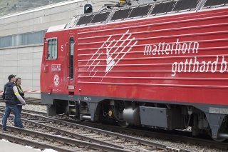 Le convoi de ferroutage a pu être acheminé jusqu'à Realp en provenance d'Oberwald (VS), mais la ligne ferroviaire du col de la Furka est actuellement fermée (photo symbolique). KEYSTONE/URS FLUEELER