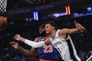 Le prodige des Spurs Victor Wembanyama a souffert mercredi au Madison Square Garden KEYSTONE/AP/Seth Wenig