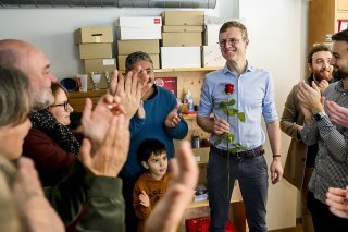 Frédéric Mairy (au centre) a été élu à une forte majorité. KEYSTONE/JEAN-CHRISTOPHE BOTT