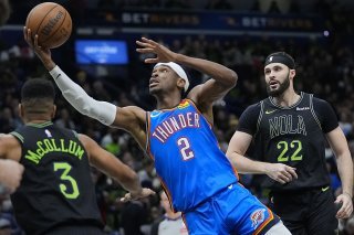 Shai Gilgeous-Alexander (2) et le Thunder ont balayé les Pelicans au 1er tour des play-off KEYSTONE/AP/Gerald Herbert