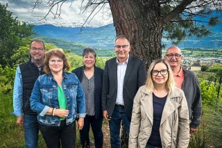 de gauche à droite : Gautier MOULIN, Corine ROH, Claudine FUMEAUX, Christophe GERMANIER, Anne-Laure DESSIMOZ et Philippe GERMANIER