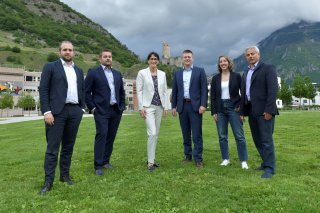 De gauche à droite : Jonathan Bochatay, Blaise Larpin, Anne-Laure Couchepin Vouilloz, Dorian Farquet, Marie-Laure Tindom-Comby et David Martinetti.