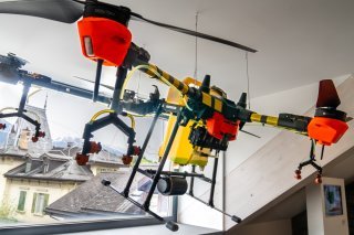 Le drone exposé au Musée du Vin de Sierre.